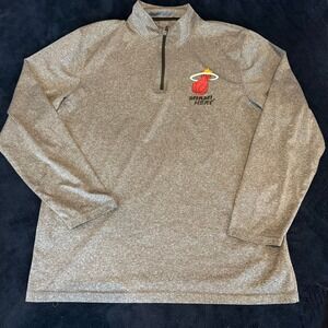 NBA Miami Heat Mens Quarter Zip Pullover Heather Gray Basketball Fan Shirt XL